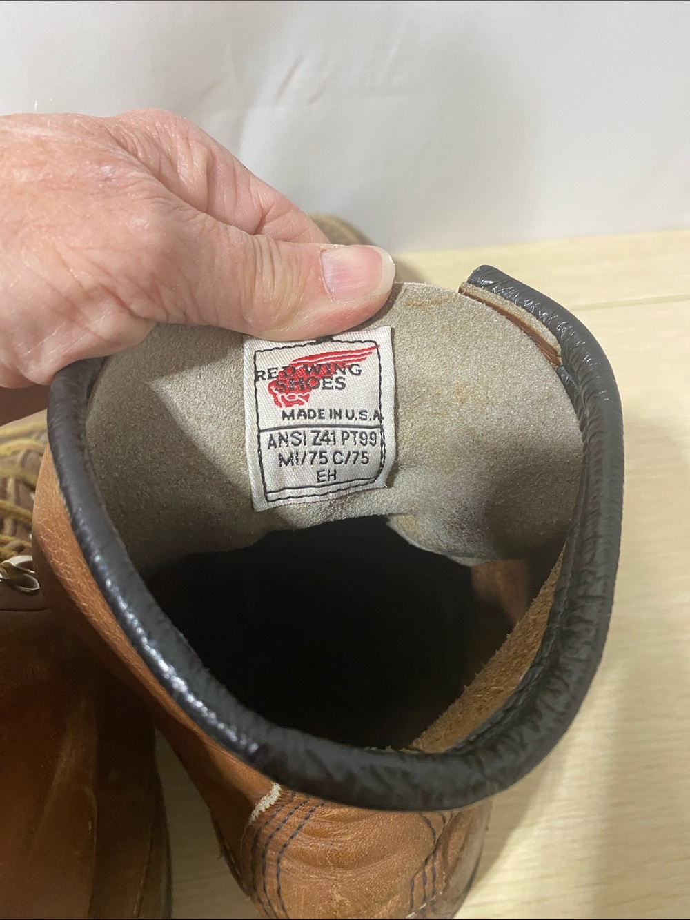 Red Wing Steel Toe Brown Leather Lace-Up Work Boots - Picture 4 of 5